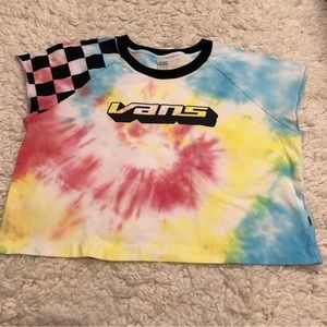 Vans Checker Board Tie Dye Crop Top Size Medium